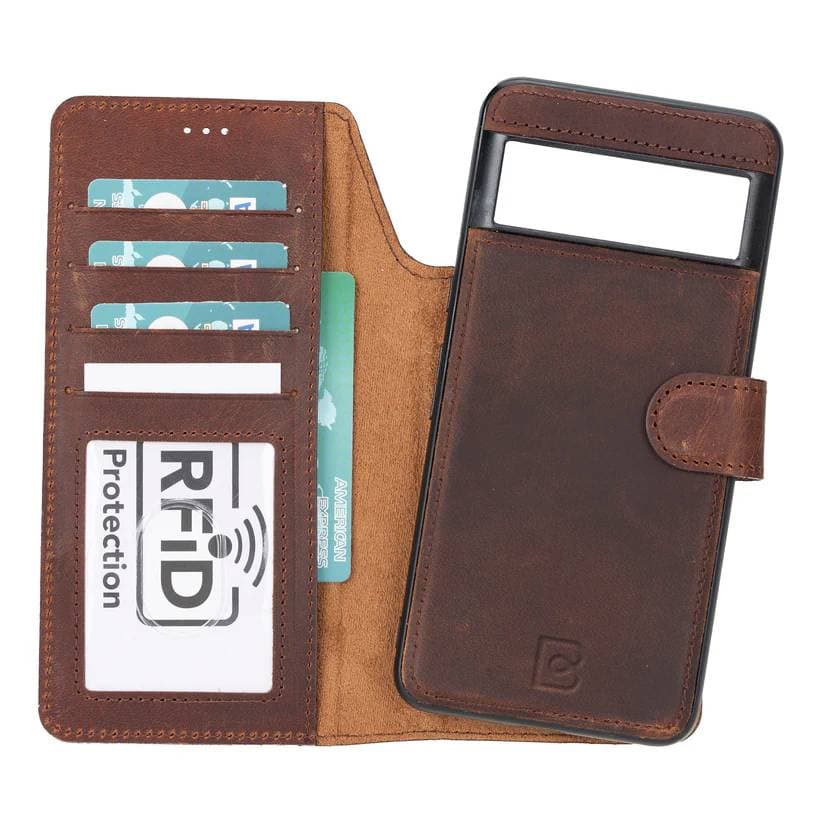 Magic Google Pixel 10 Pro XL Detachable Leather Wallet Case Saddle Brown Bouletta