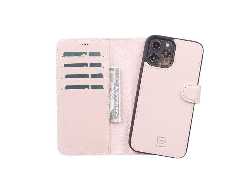 Magic iPhone 12 Series Detachable Genuine Leather Wallet Case - MW iPhone 12 Pro Max / Nude Pink Bouletta