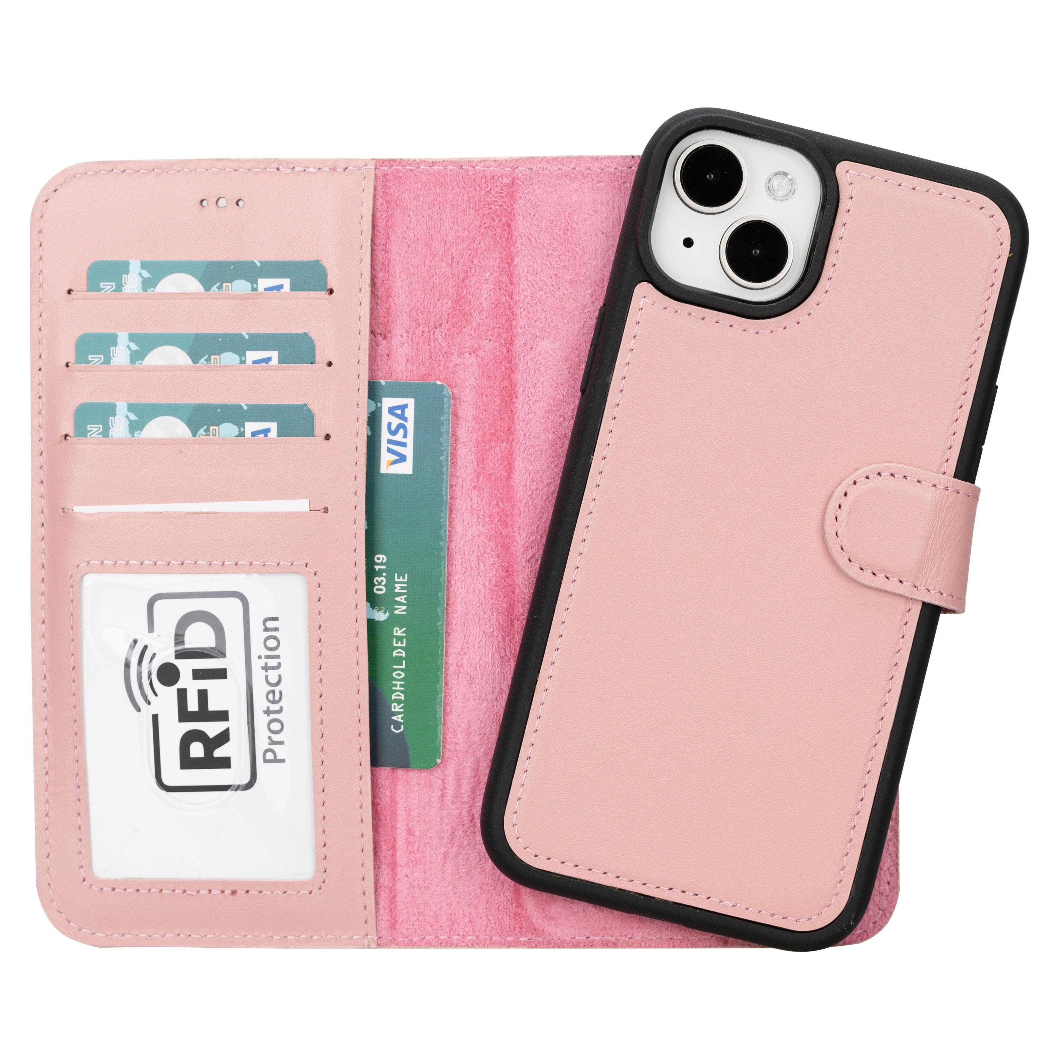 Magic iPhone 16 Plus Detachable Genuine Leather Case Pink Bouletta