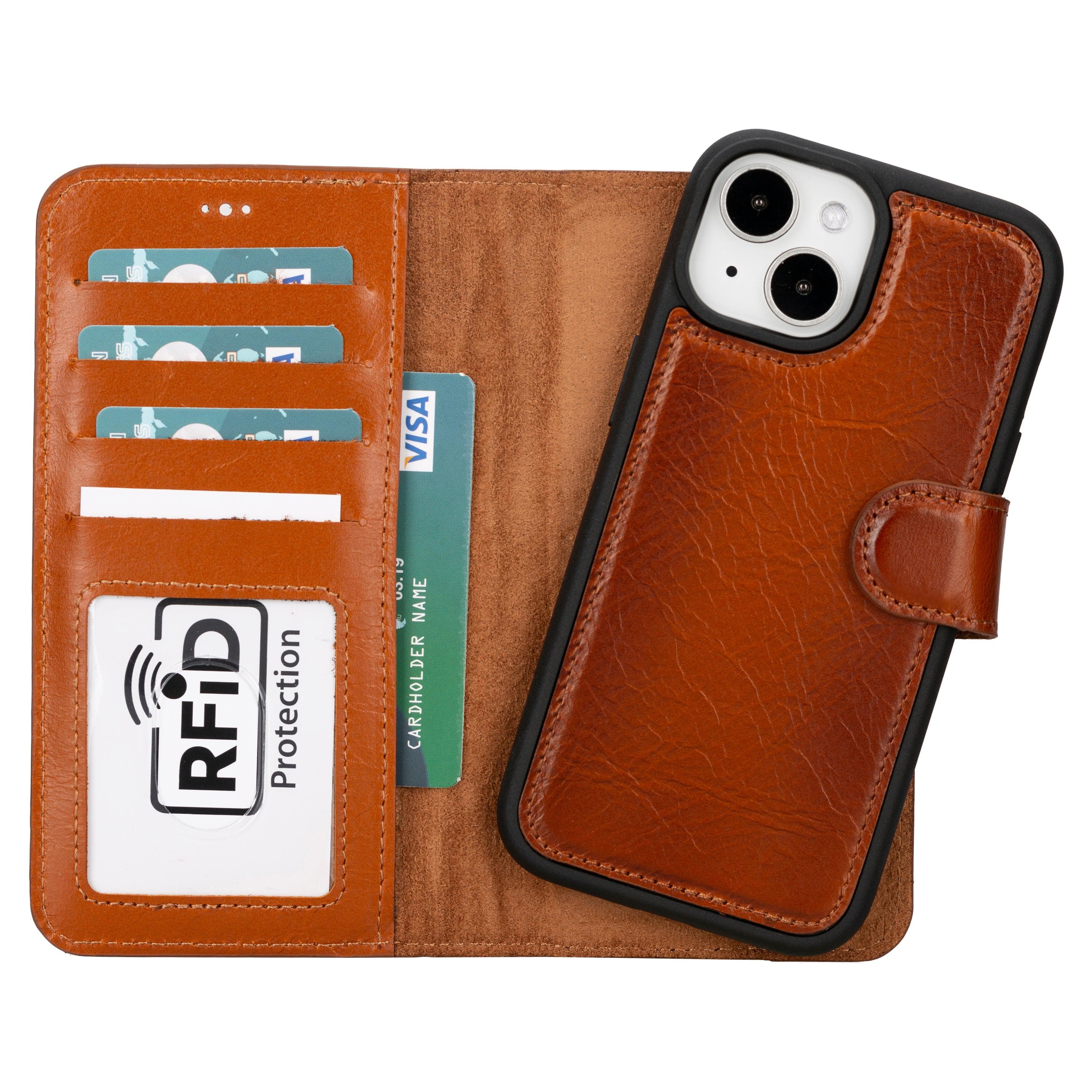 Magic iPhone 16 Plus Detachable Genuine Leather Case Tan Bouletta