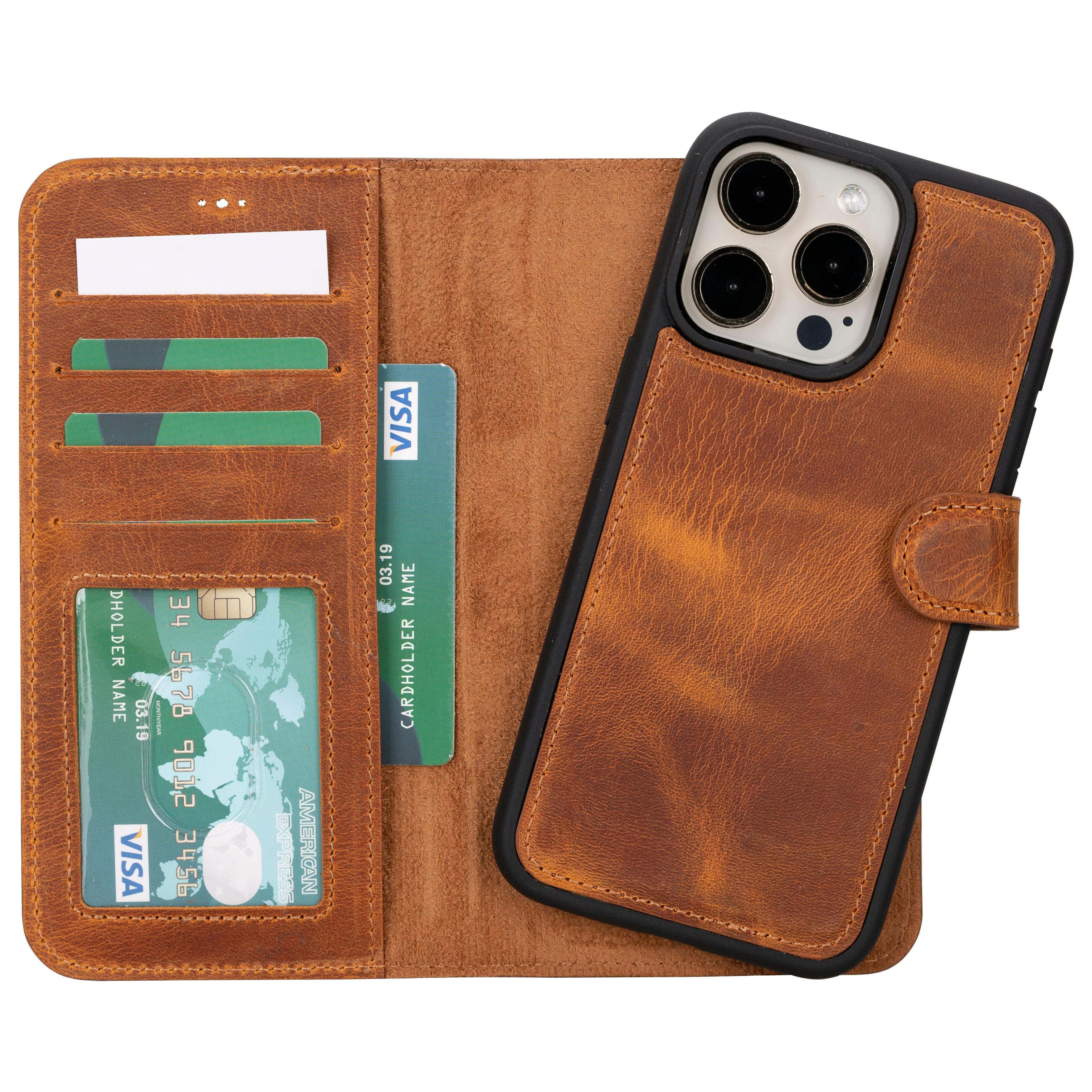 Magic iPhone 16 Pro Detachable Genuine Leather Case Mocca Bouletta