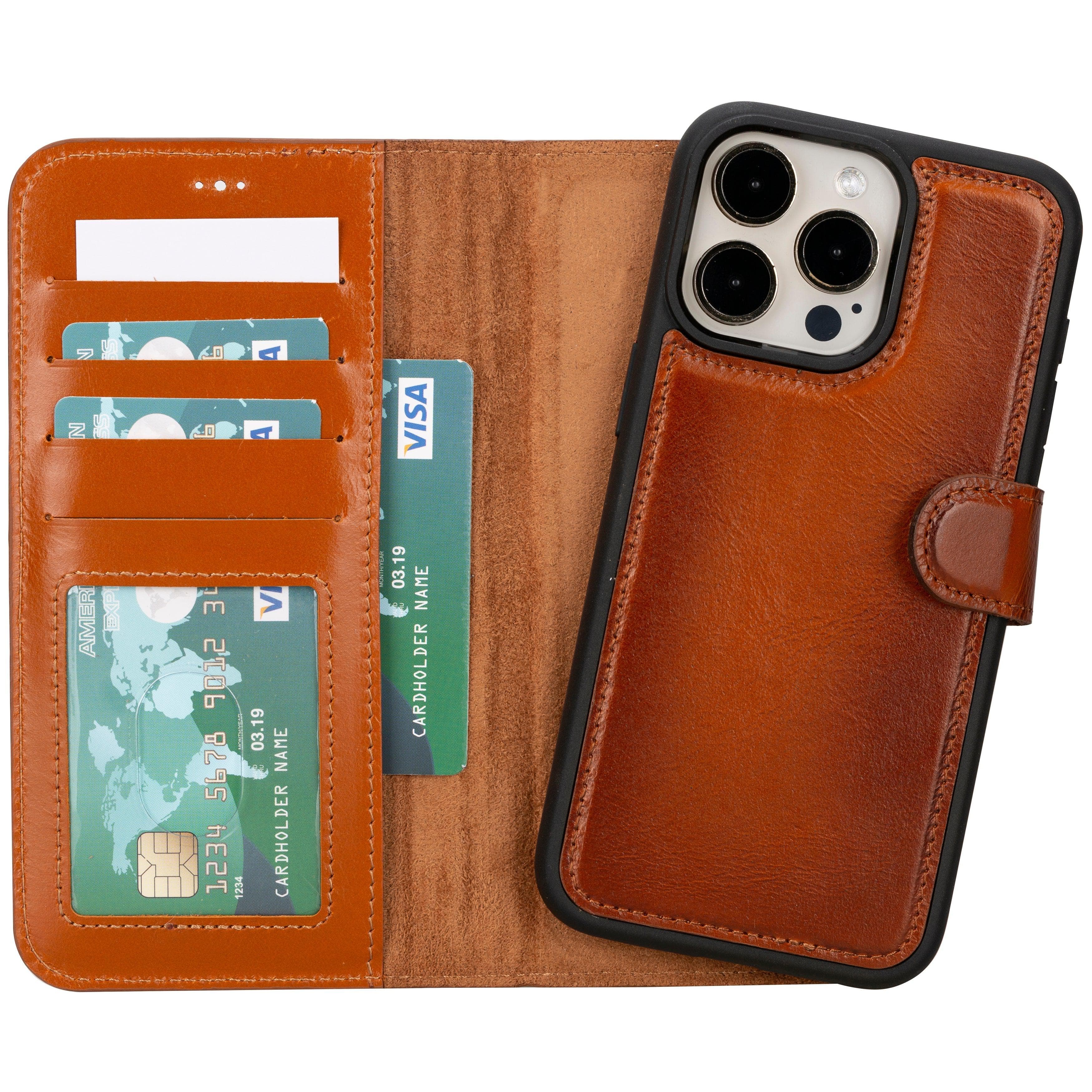 Magic iPhone 16 Pro Detachable Genuine Leather Case Tan Bouletta