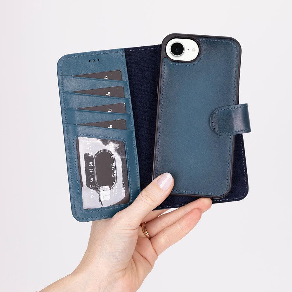 Magic iPhone 16e Detachable Leather Wallet Case Blue Bouletta