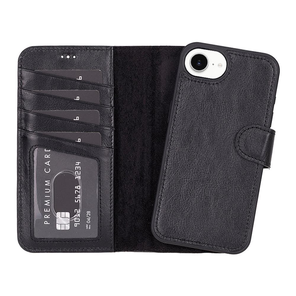 Magic iPhone 16e Leather Detachable Wallet Case Black Bouletta