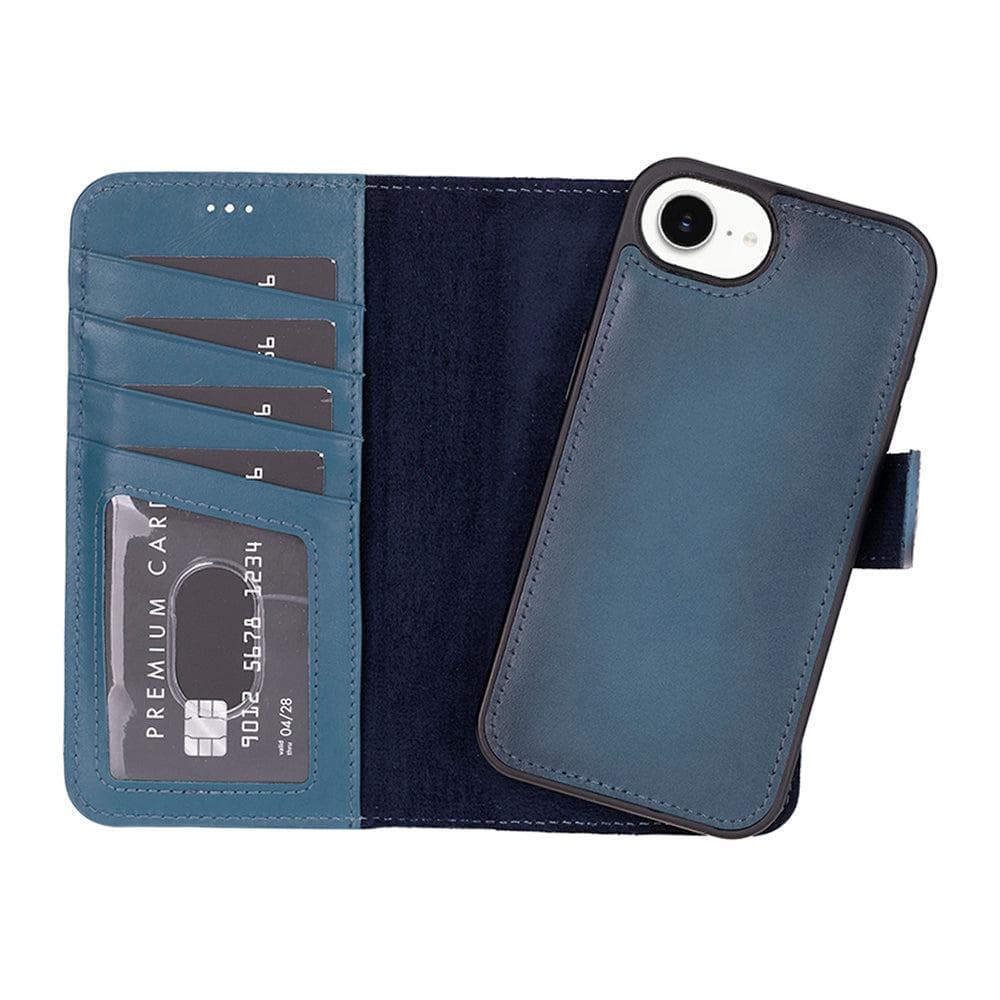 Magic iPhone 16e Leather Detachable Wallet Case Blue Bouletta