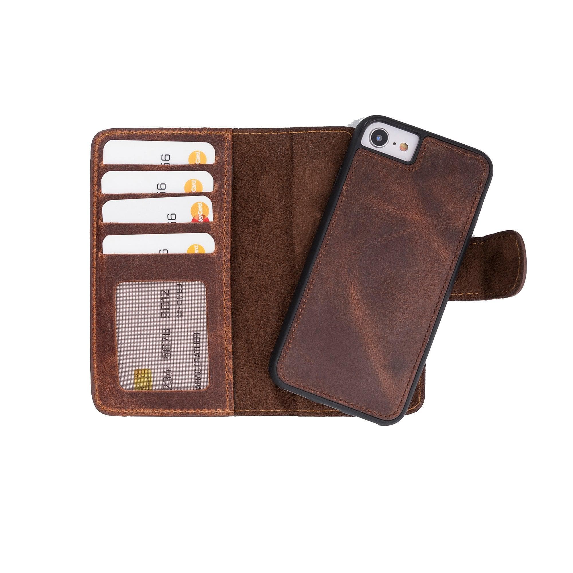 Magic iPhone 16e Leather Detachable Wallet Case Saddle Brown Bouletta