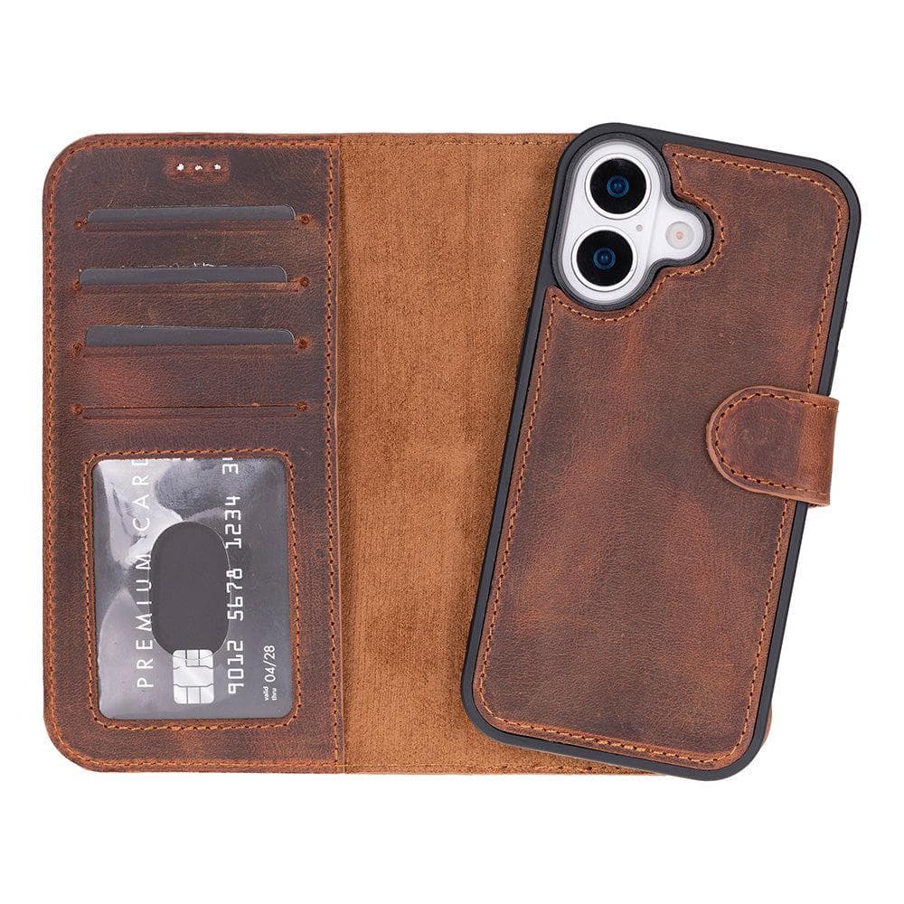 Magic iPhone 17 Leather Detachable Wallet Case Saddle Brown Bouletta