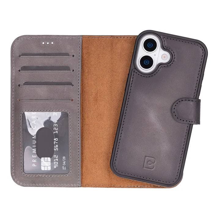 Magic iPhone 17 Leather Detachable Wallet Case Gray Bouletta