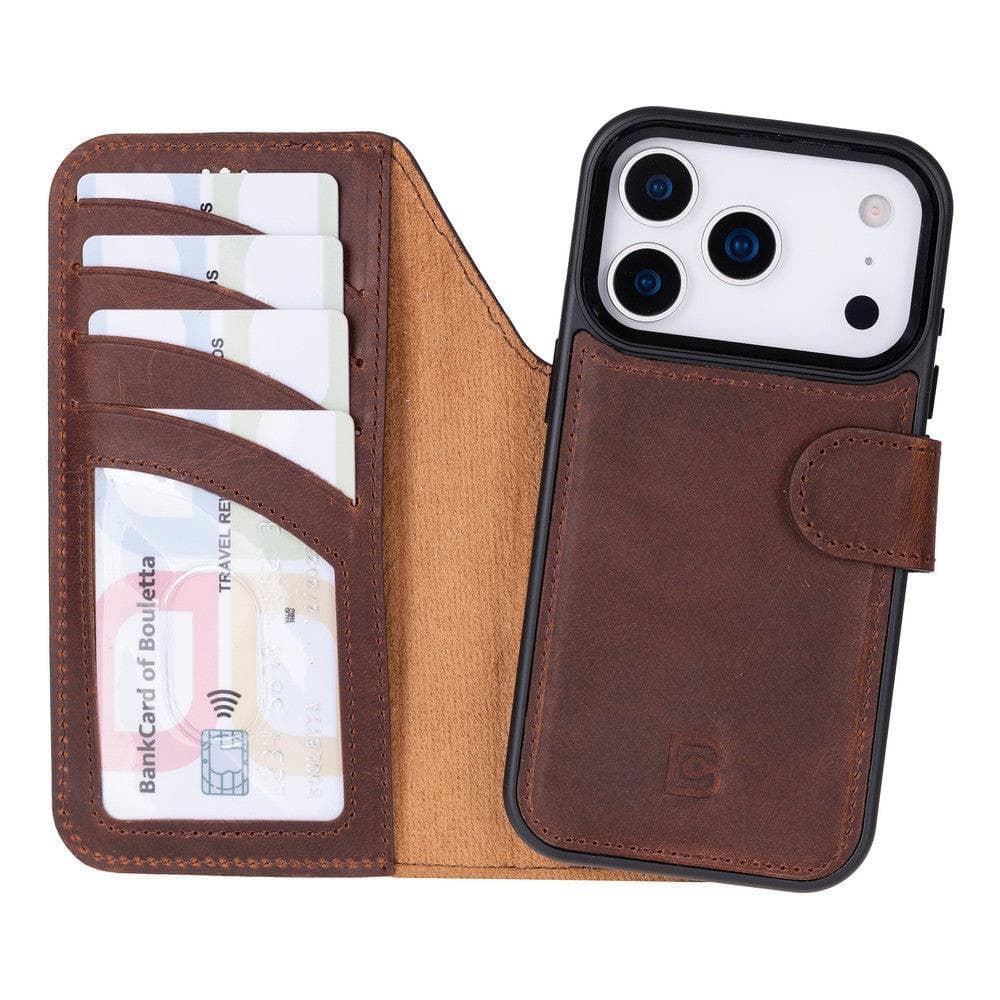 Magic iPhone 17 Pro Detachable Leather Wallet Case Saddle Brown Bouletta