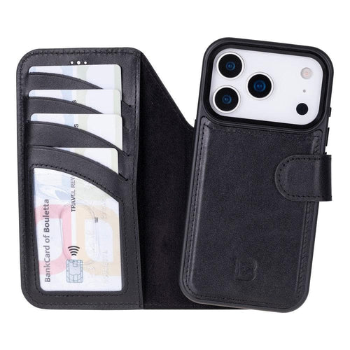 Magic iPhone 17 Pro Detachable Leather Wallet Case Black Bouletta
