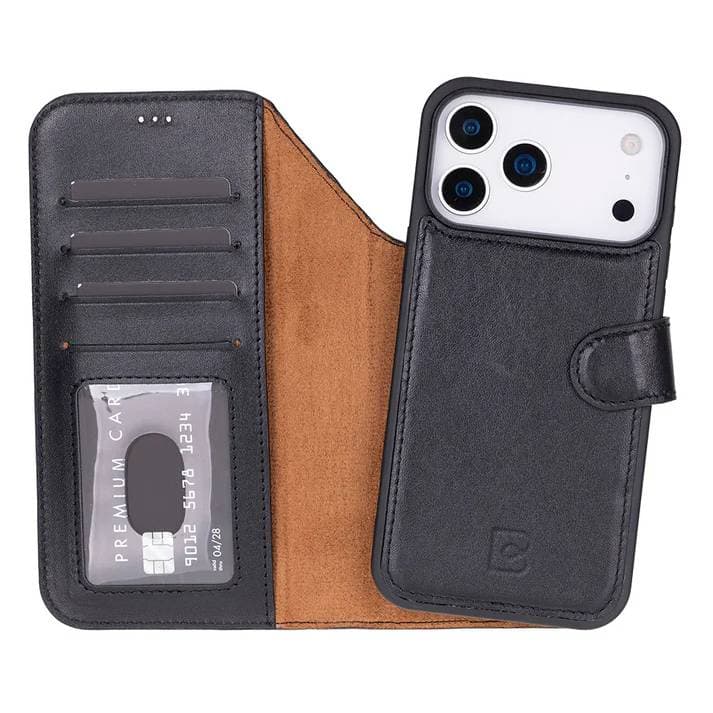 Magic iPhone 17 Pro Leather Detachable Wallet Case Black Bouletta