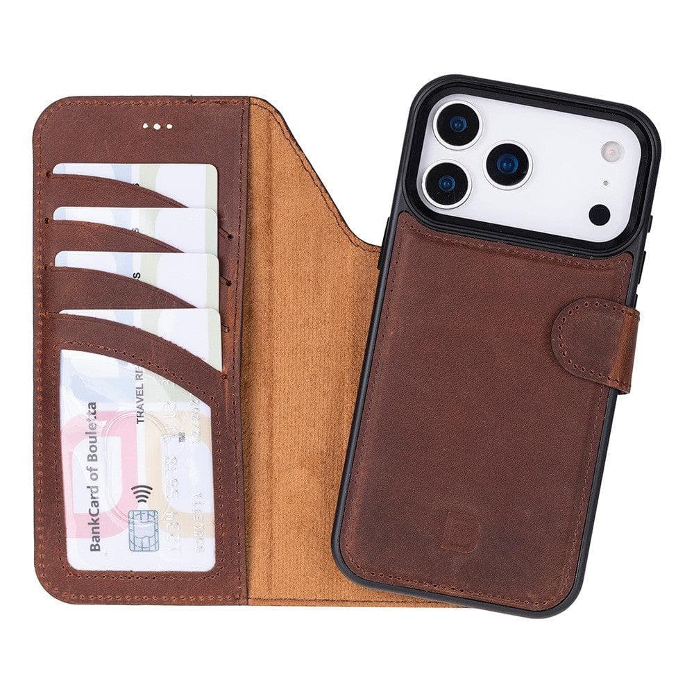 Magic iPhone 17 Pro Max Detachable Leather Wallet Case Saddle Brown Bouletta