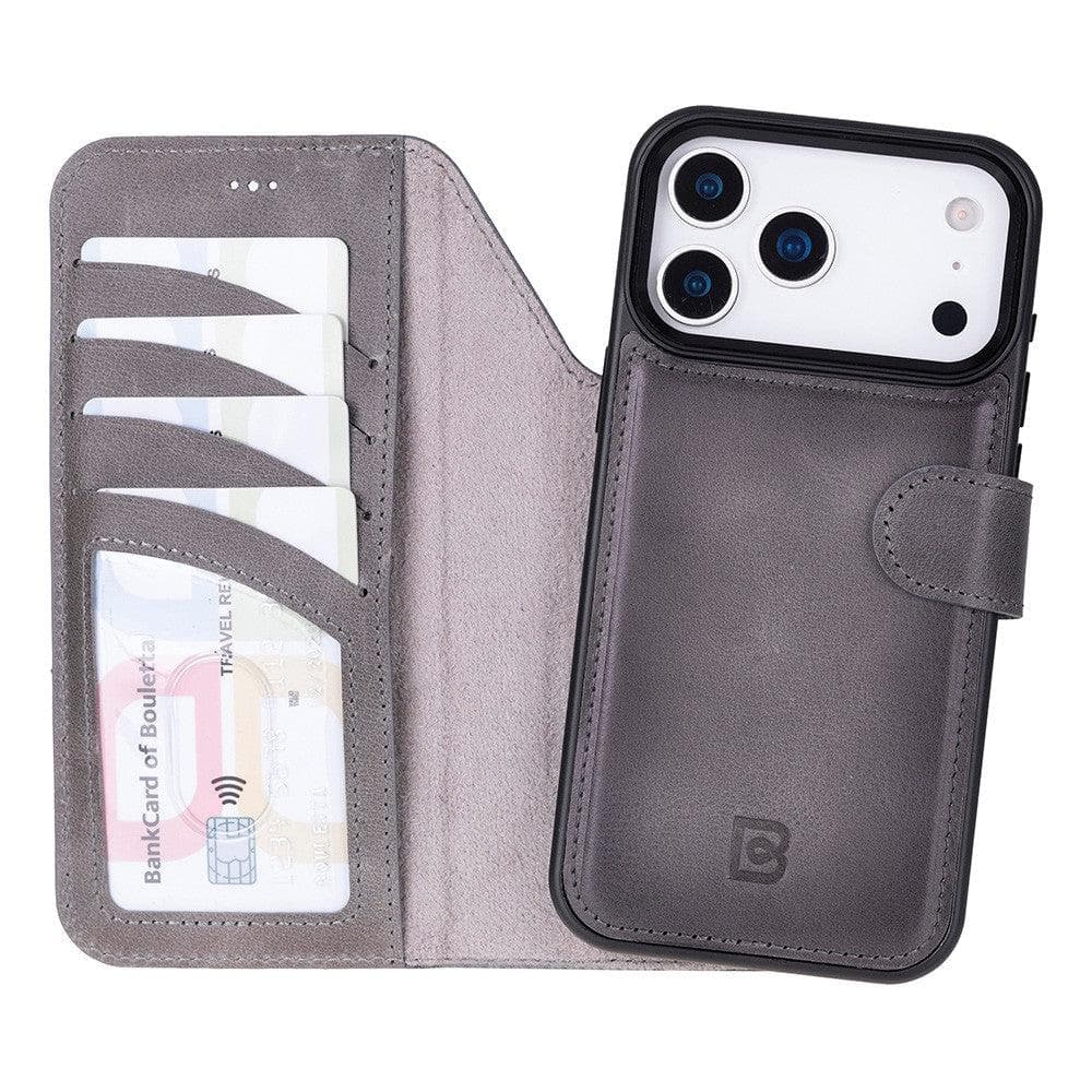 Magic iPhone 17 Pro Max Detachable Leather Wallet Case Gray Bouletta