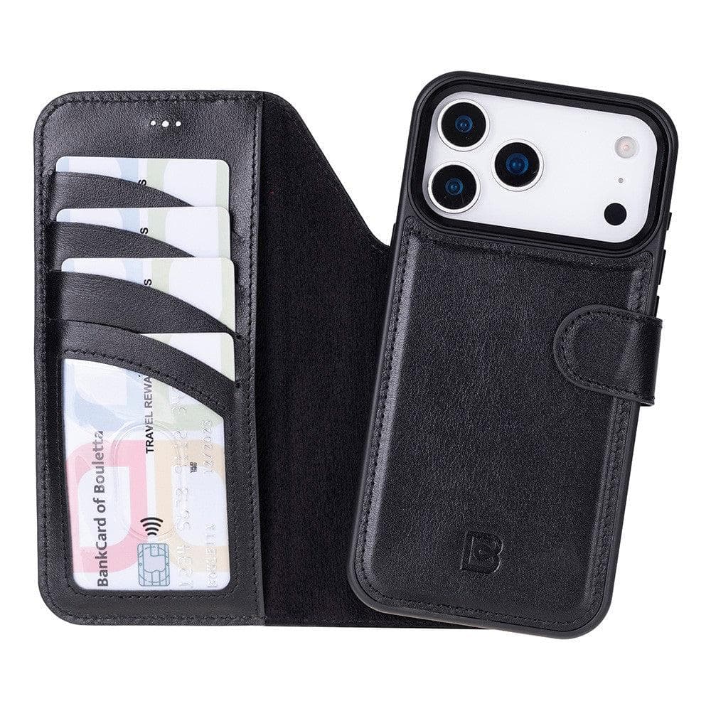Magic iPhone 17 Pro Max Detachable Leather Wallet Case Black Bouletta
