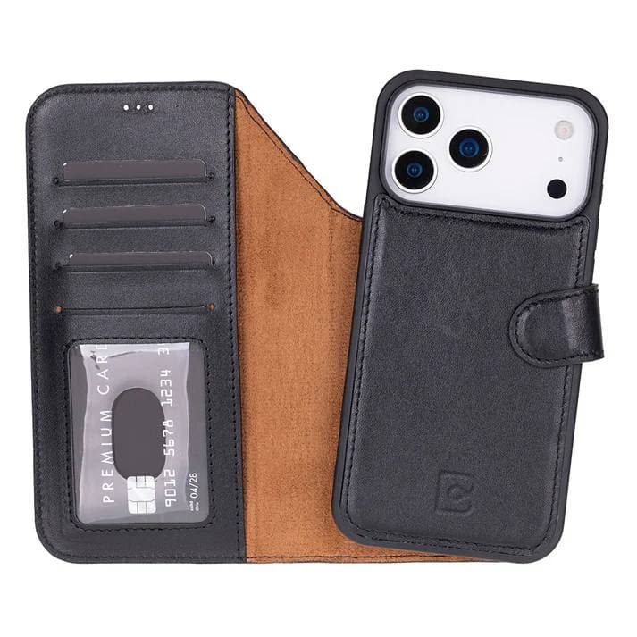 Magic iPhone 17 Pro Max Leather Detachable Wallet Case Black Bouletta