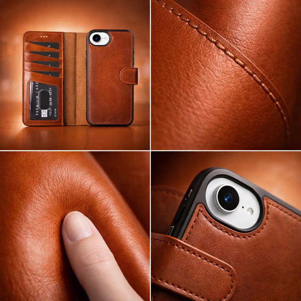 Magic iPhone 17e/16e Detachable Leather Wallet Case Bouletta