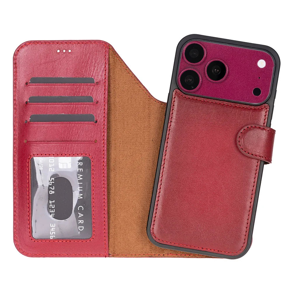Magic iPhone 18 Pro Leather Detachable Wallet Case Red Bouletta