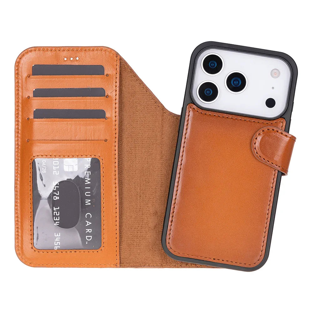 Magic iPhone 18 Pro Max Leather Detachable Wallet Case Tan Bouletta