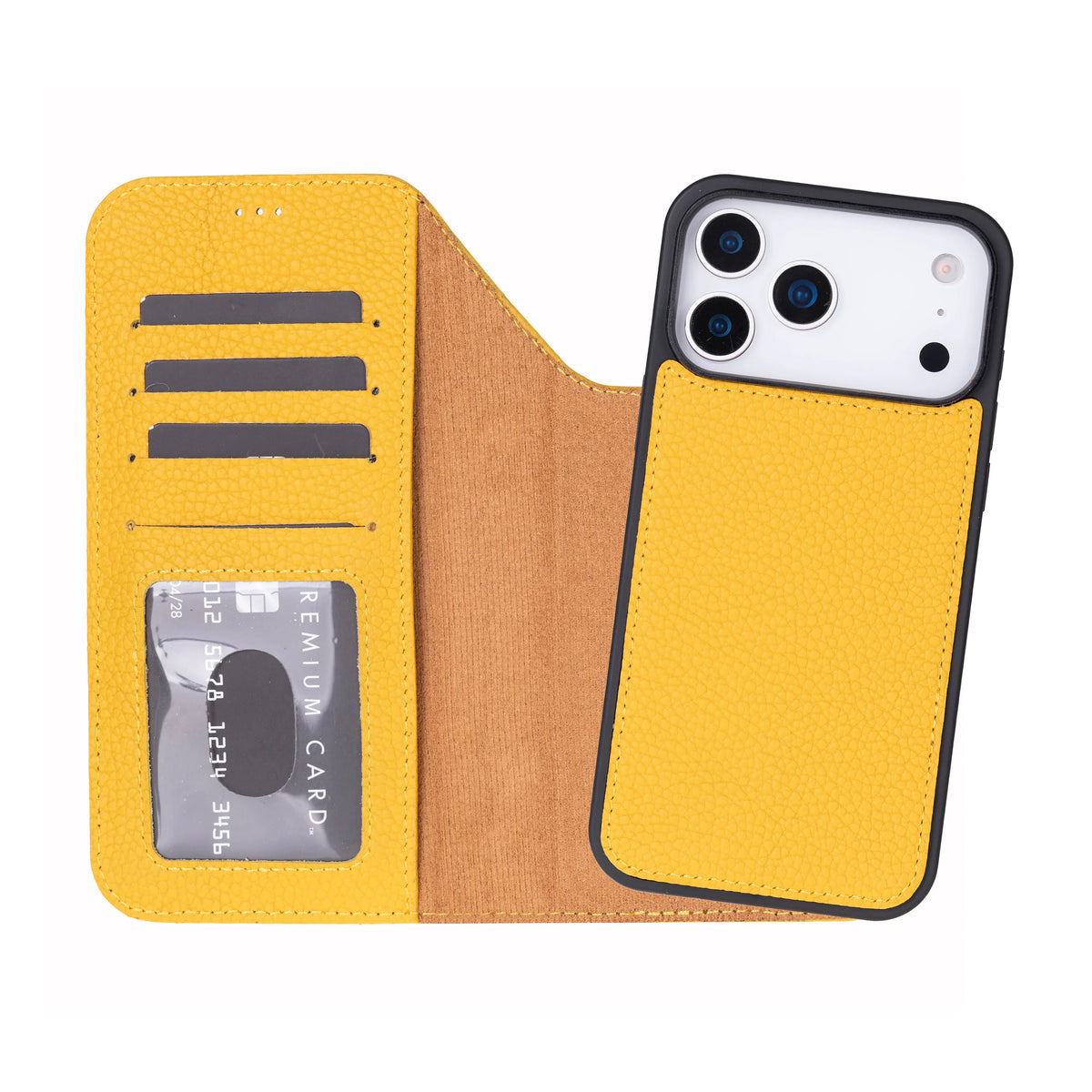 Magic iPhone 18 Pro Max Leather Detachable Wallet Case Yellow Bouletta