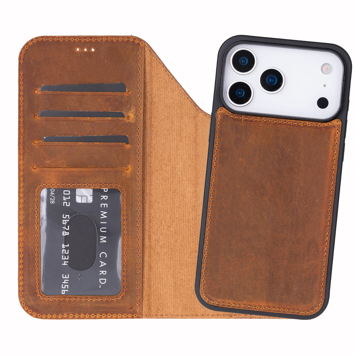 Magic iPhone 18 Pro Max Leather Detachable Wallet Case Moccasin Bouletta
