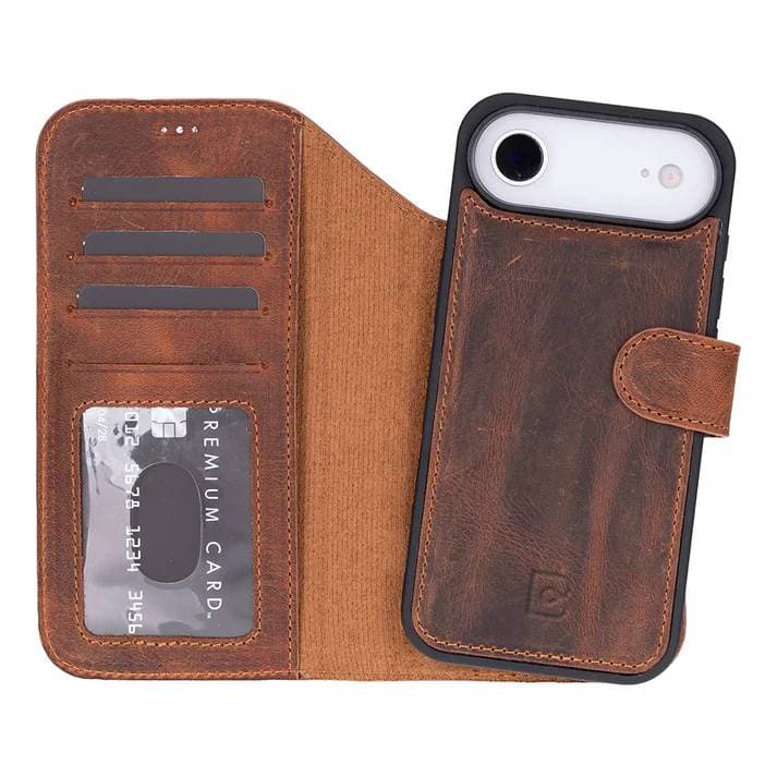 Magic iPhone Air Leather Detachable Wallet Case Saddle Brown Bouletta