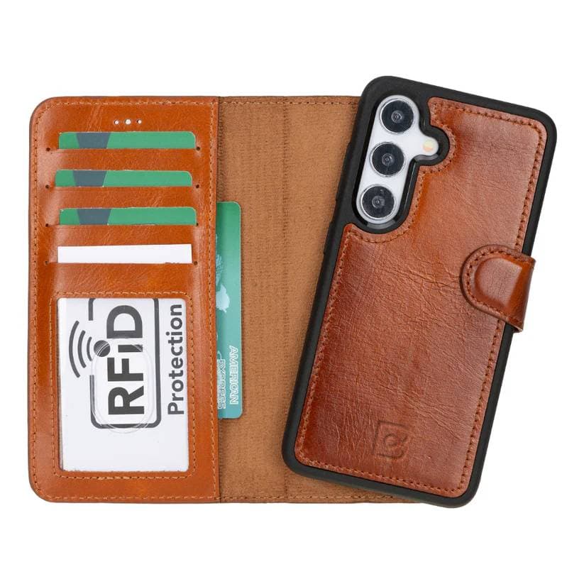 Magic Samsung Galaxy S25 Detachable Leather Wallet Case Tan Bouletta
