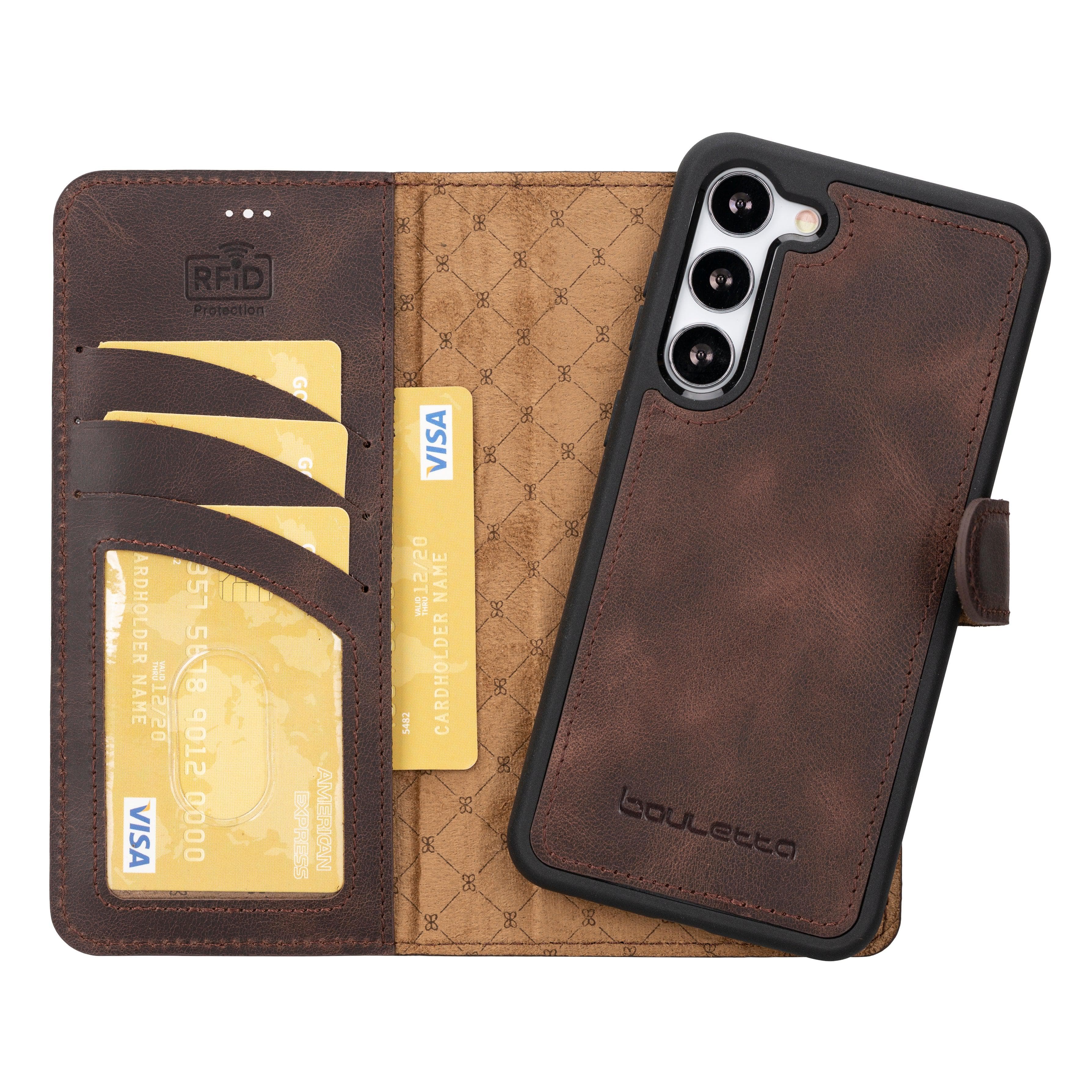 Magic Samsung Galaxy S25 Leather Detachable Wallet Case Saddle Brown Bouletta