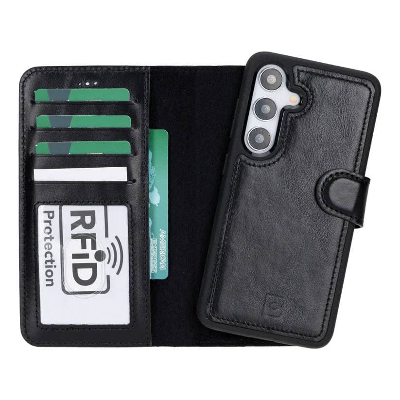 Magic Samsung Galaxy S25 Plus Detachable Leather Wallet Case Black Bouletta