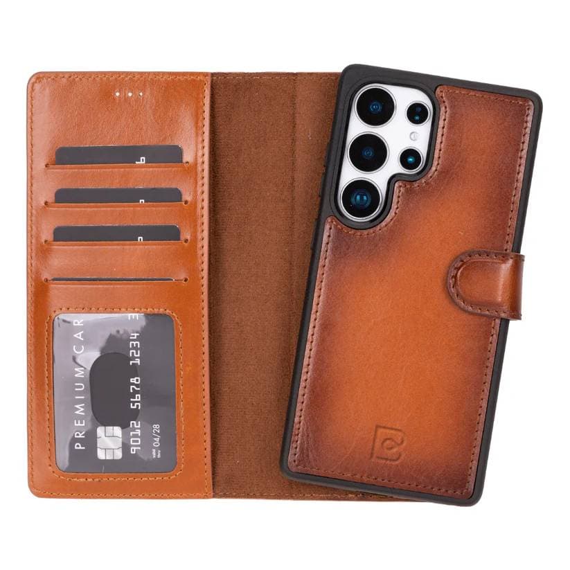 Magic Samsung Galaxy S25 Ultra Detachable Leather Wallet Case Tan Bouletta