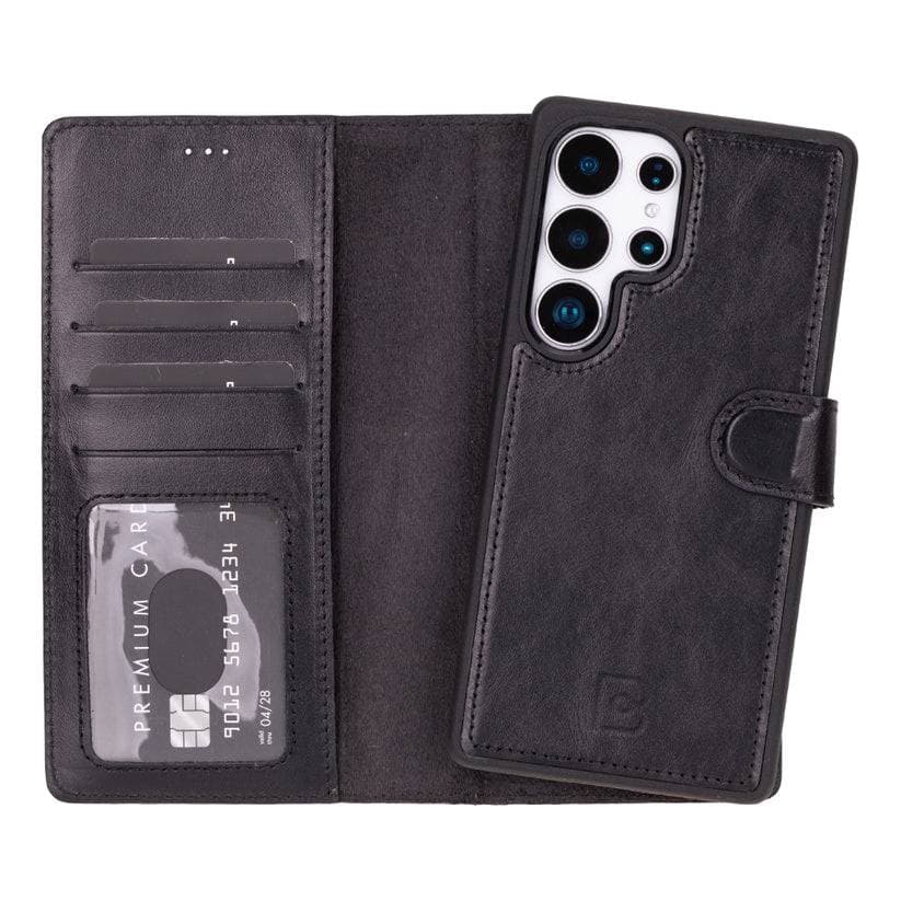 Magic Samsung Galaxy S25 Ultra Detachable Leather Wallet Case Black Bouletta