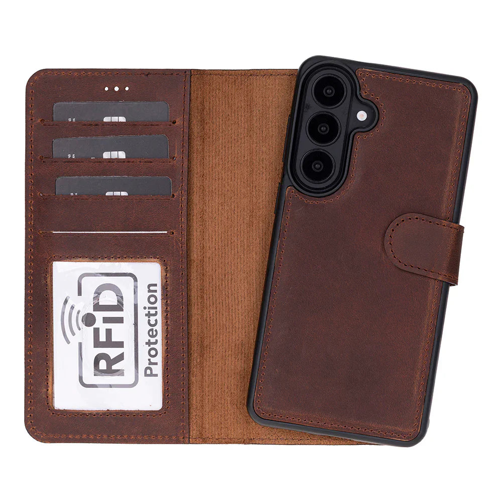 Magic Samsung Galaxy S26 Plus Leather Detachable Wallet Case Saddle Brown Bouletta