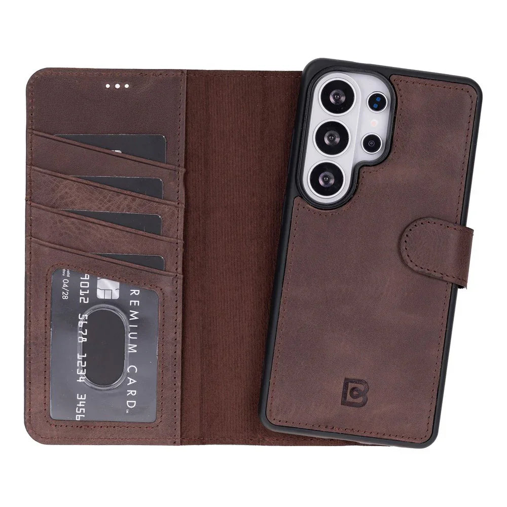 Magic Samsung Galaxy S26 Ultra Leather Detachable Wallet Case Dark Brown Bouletta