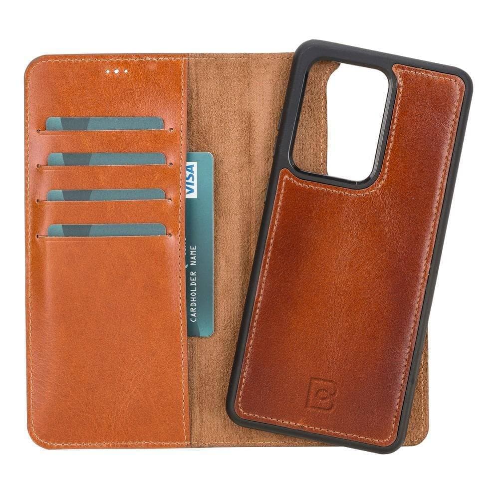 Magic Samsung  Series Detachable Genuine Leather Wallet Case - MW Galaxy S20 Ultra / Burnished Rustic Tan Bouletta