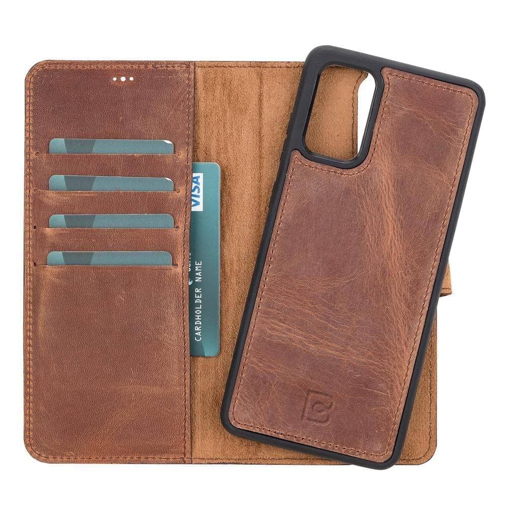Magic Samsung  Series Detachable Genuine Leather Wallet Case - MW Galaxy S20 Plus / Antic Brown Bouletta