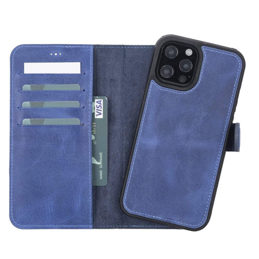 Magic  Series Detachable Genuine Leather Wallet Case - MW I Phone 13 / Antic Ocean Blue Bouletta