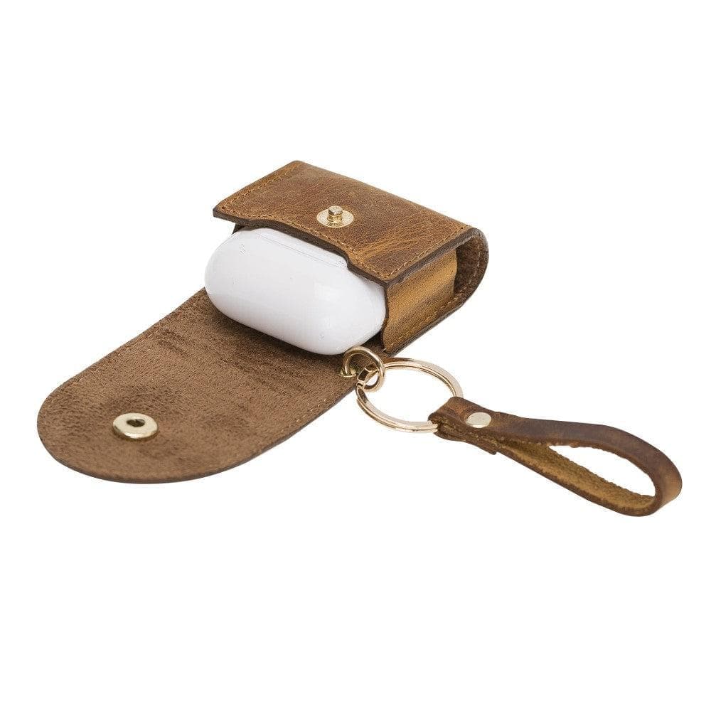 Mai Snap AirPods 3 and AirPods Pro Leather Case with Hook - Airpods 1/2 / Antic Tan ANTIC MOCCA Bouletta