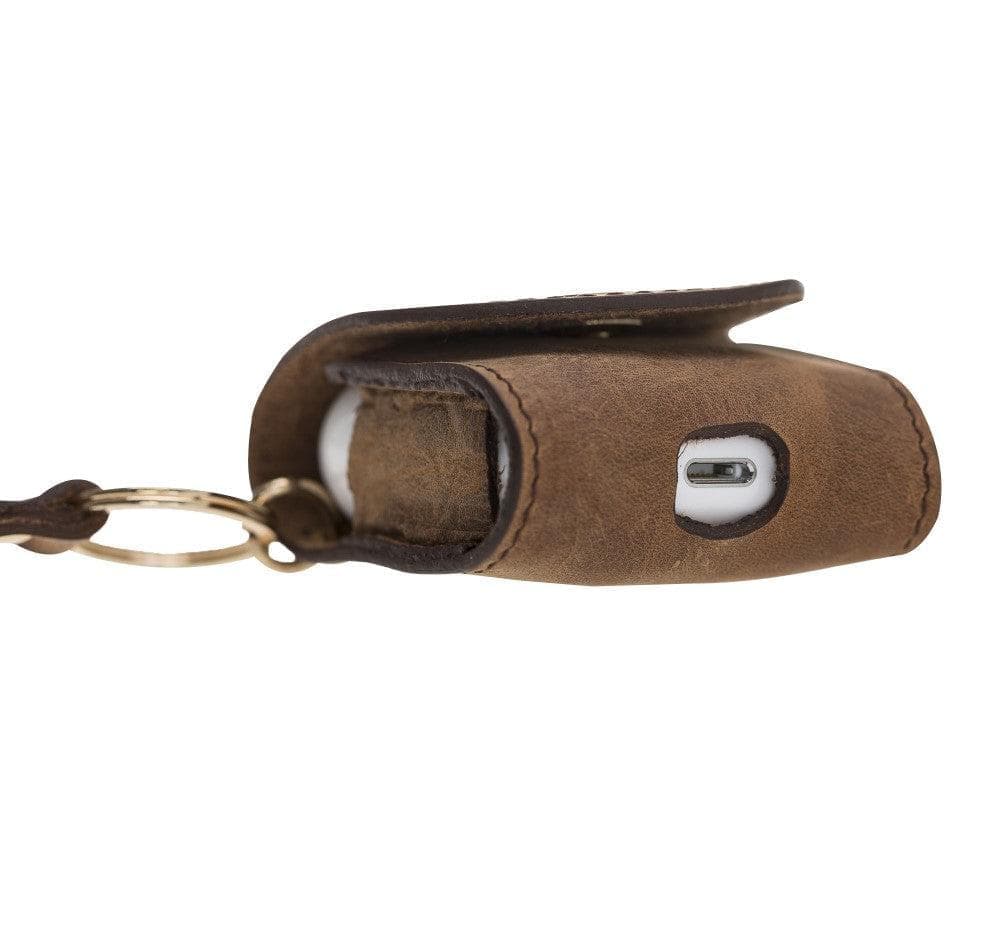 Mai Snap AirPods 3 and AirPods Pro Leather Case with Hook - Airpods 1/2 / Antic Tan ANTIC MOCCA Bouletta