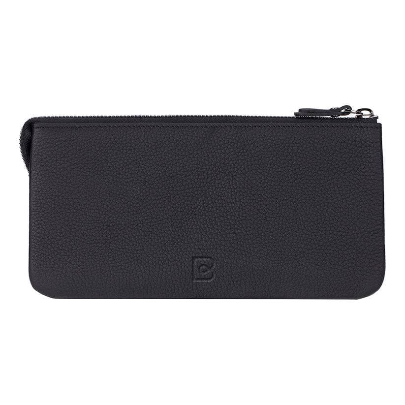 Majeste Leather Clutch Bag Pebble Black Bouletta
