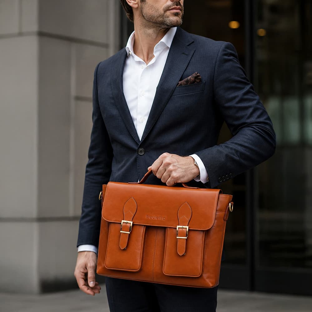 Olympus Leather Business Briefcase / Laptop Case Bouletta