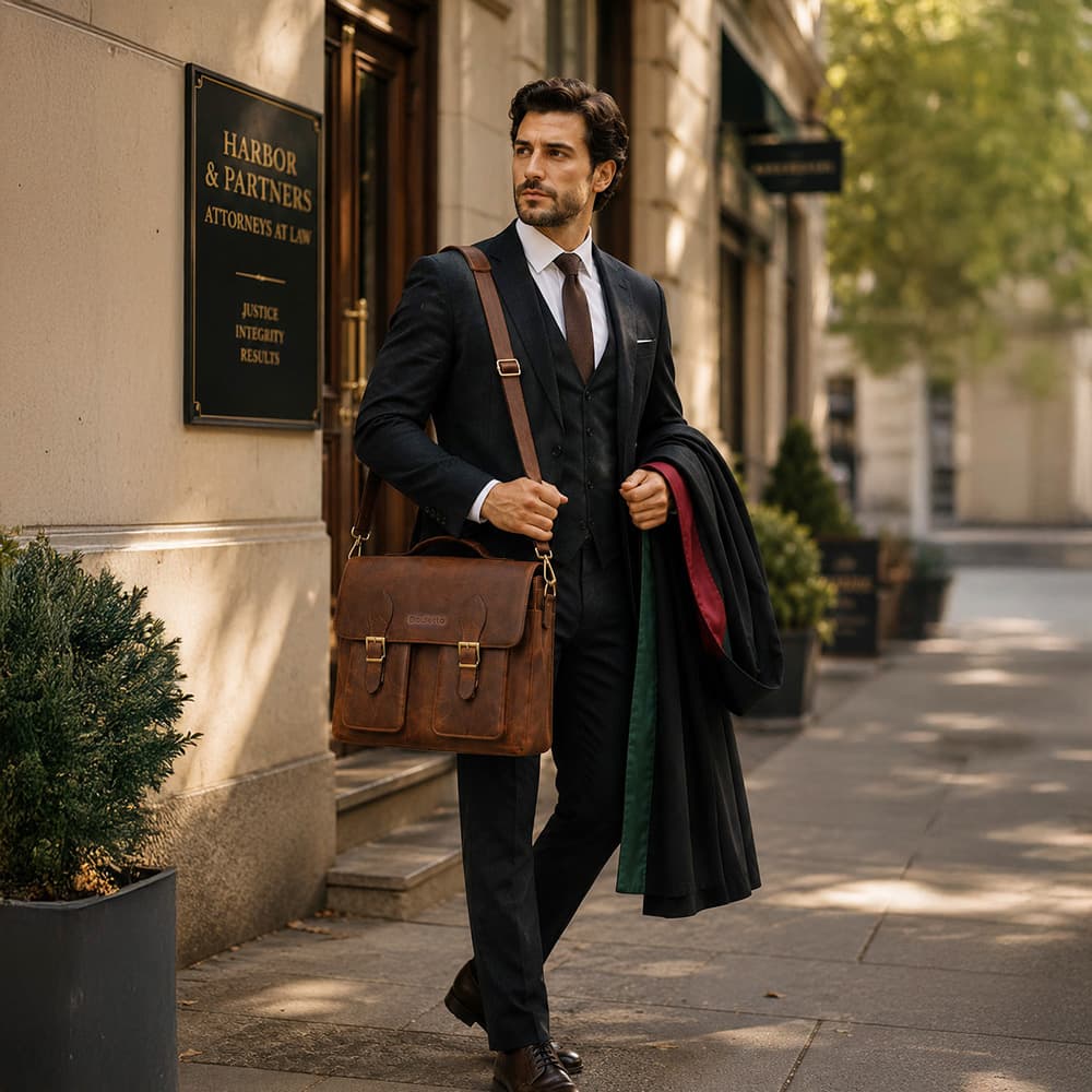 Olympus Leather Business Briefcase / Laptop Case Bouletta
