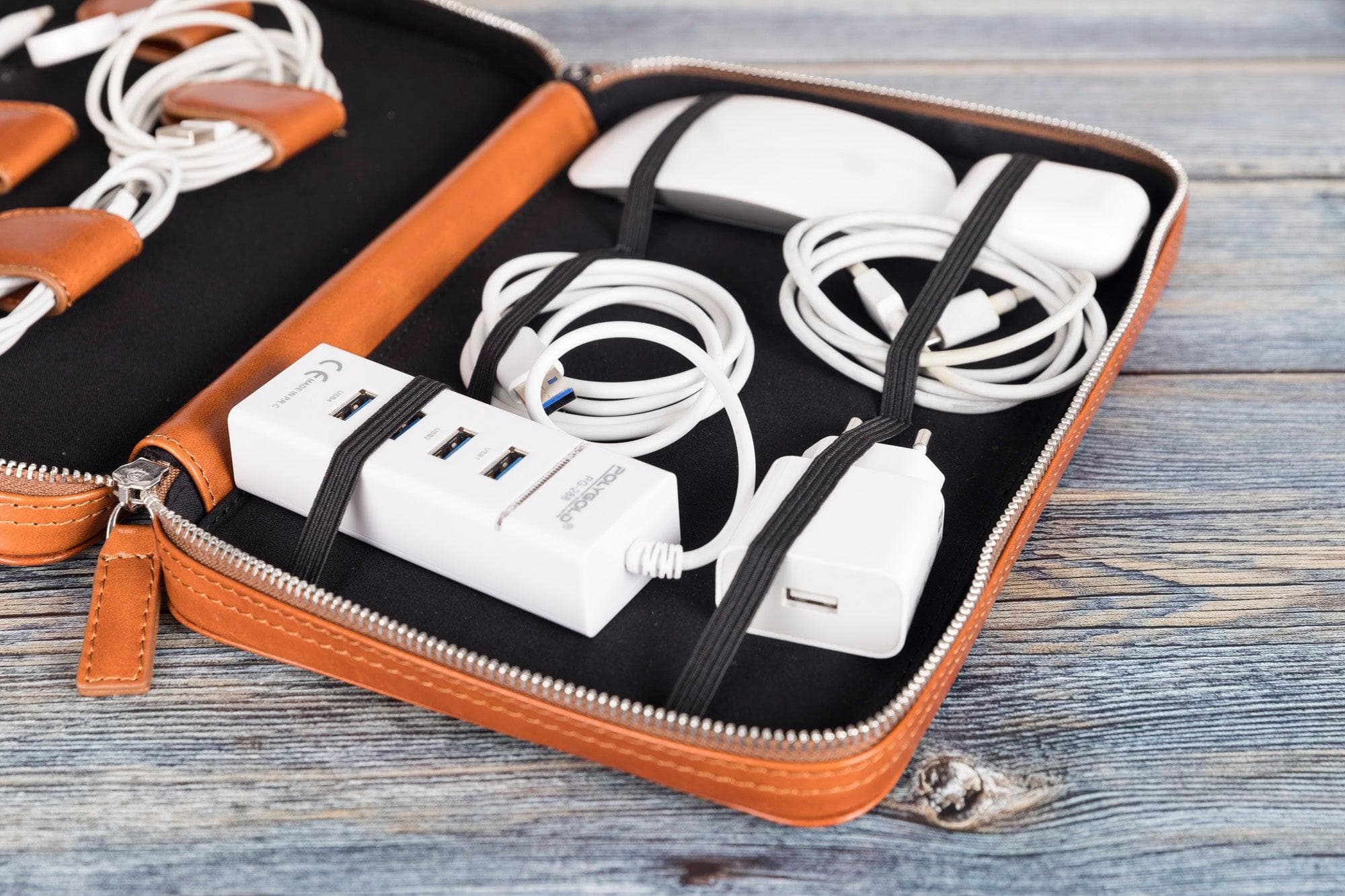 Orbex Leather Travel Cable Organizer Bouletta