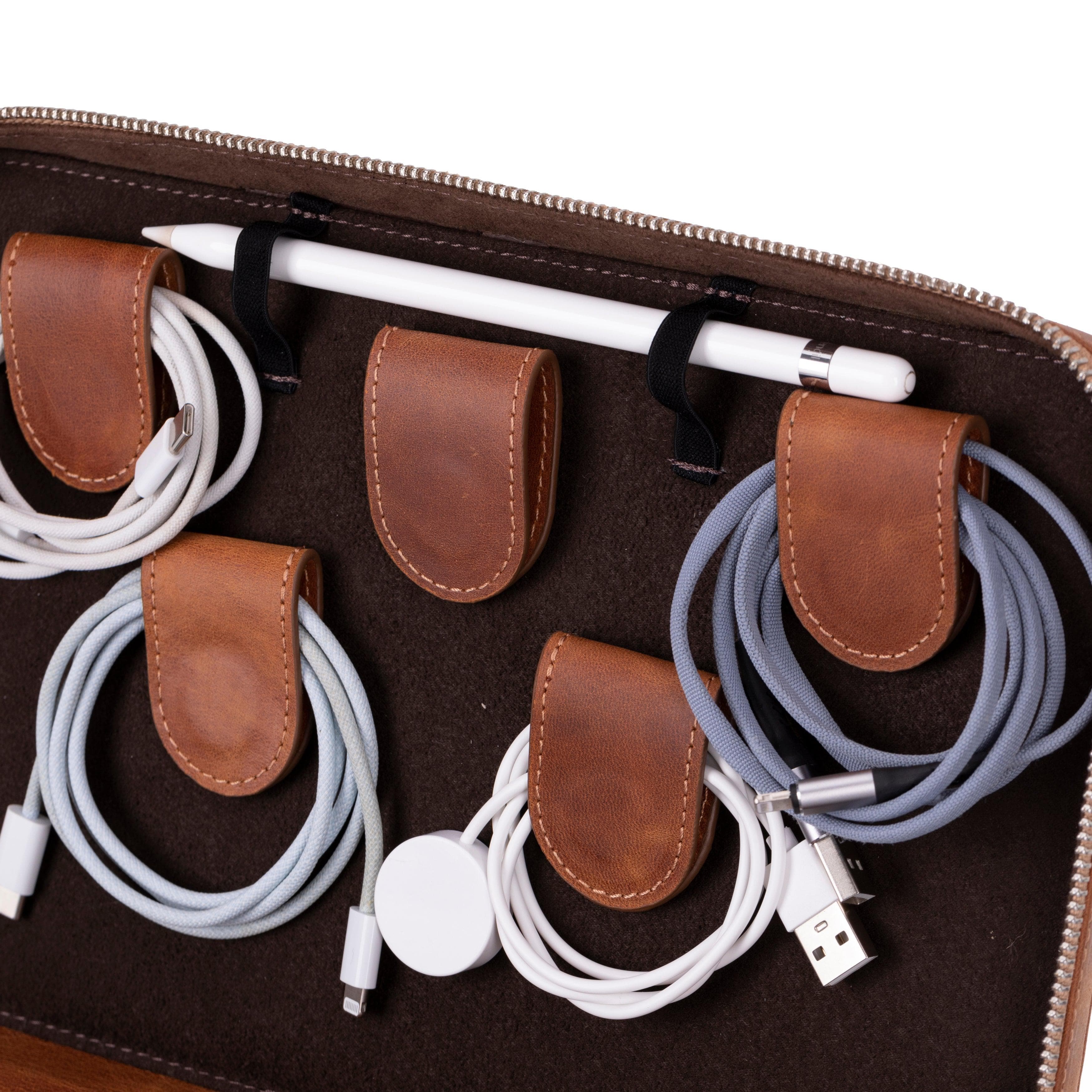 Orbex Leather Travel Cable Organizer Bouletta