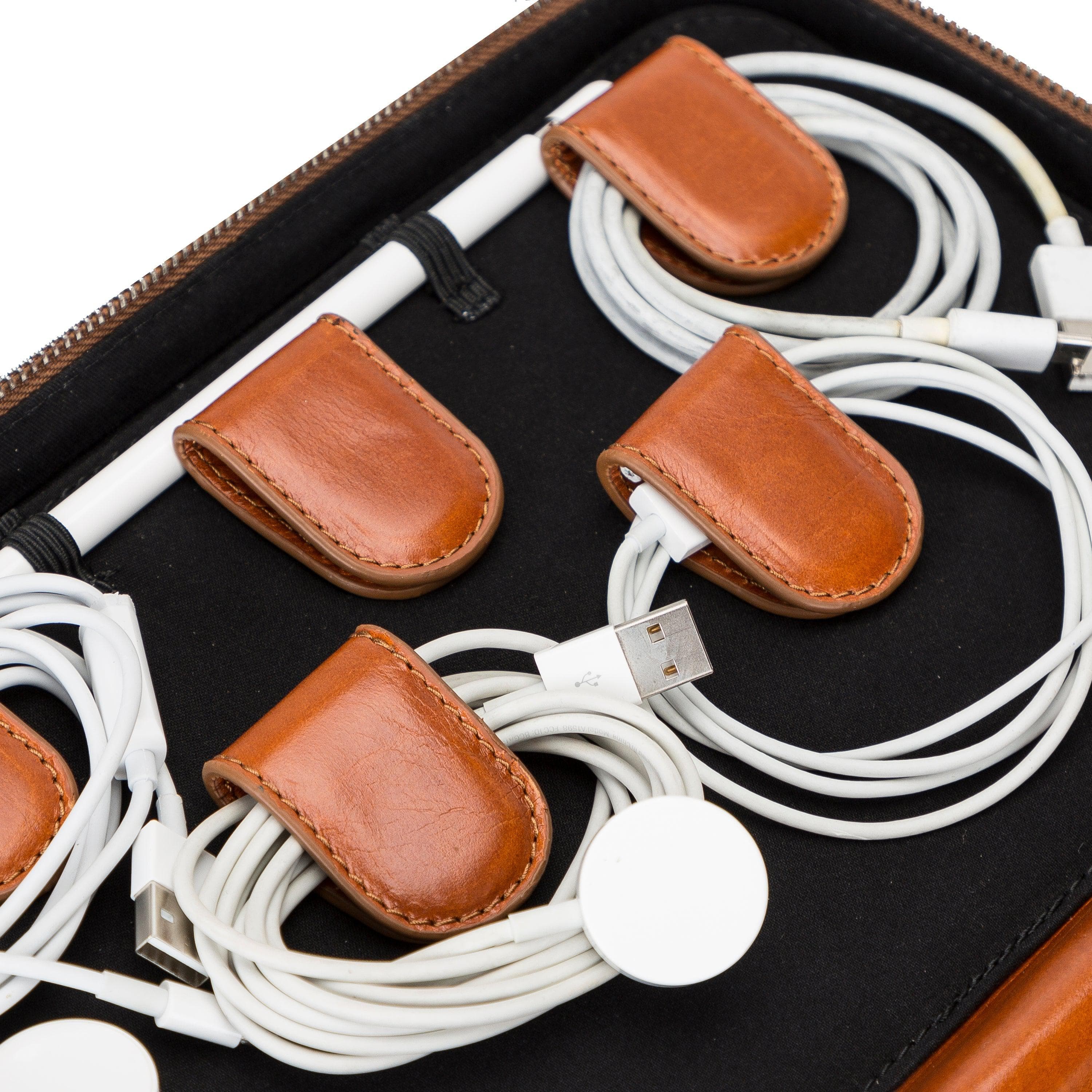 Orbex Leather Travel Cable Organizer Bouletta