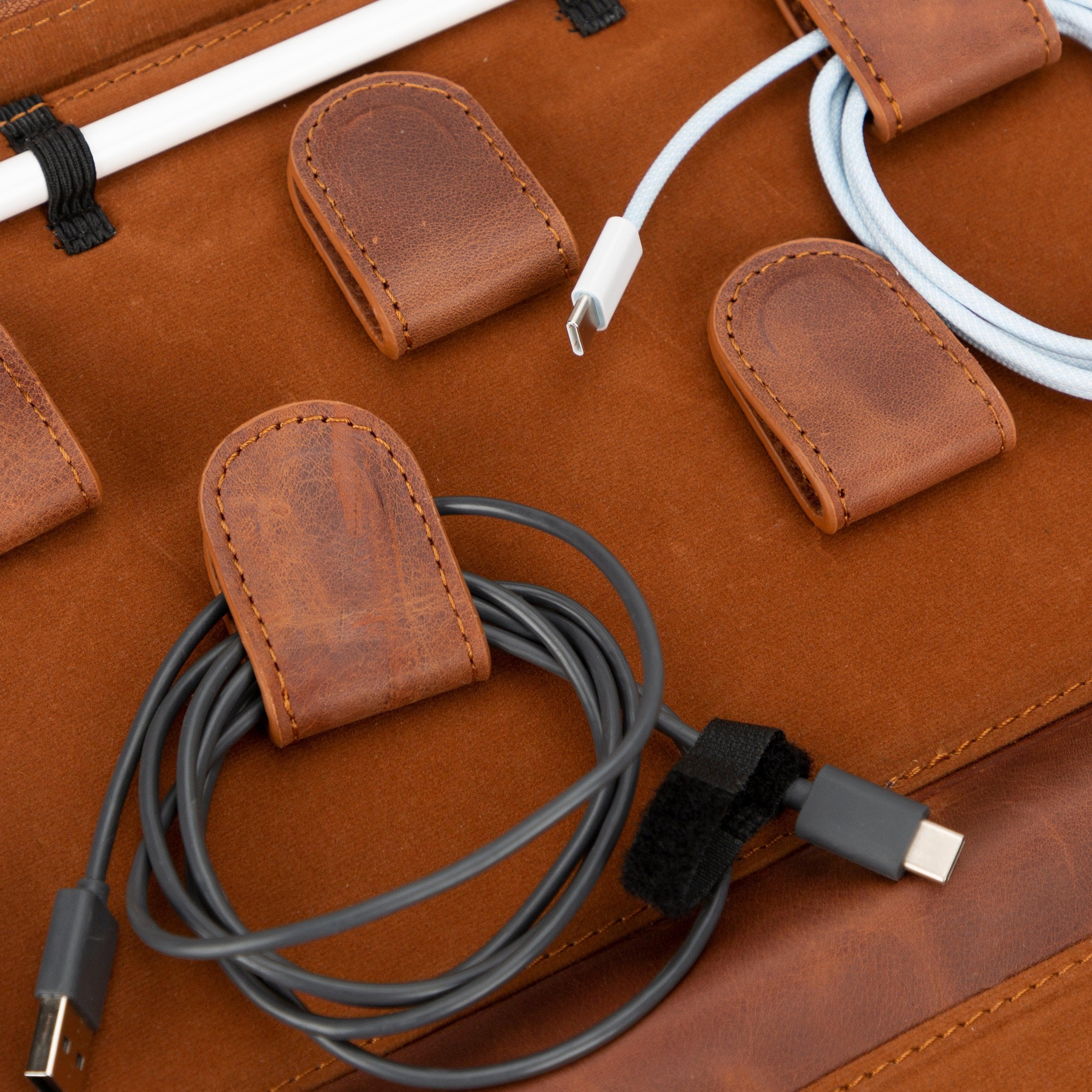 Orbex Leather Travel Cable Organizer Bouletta