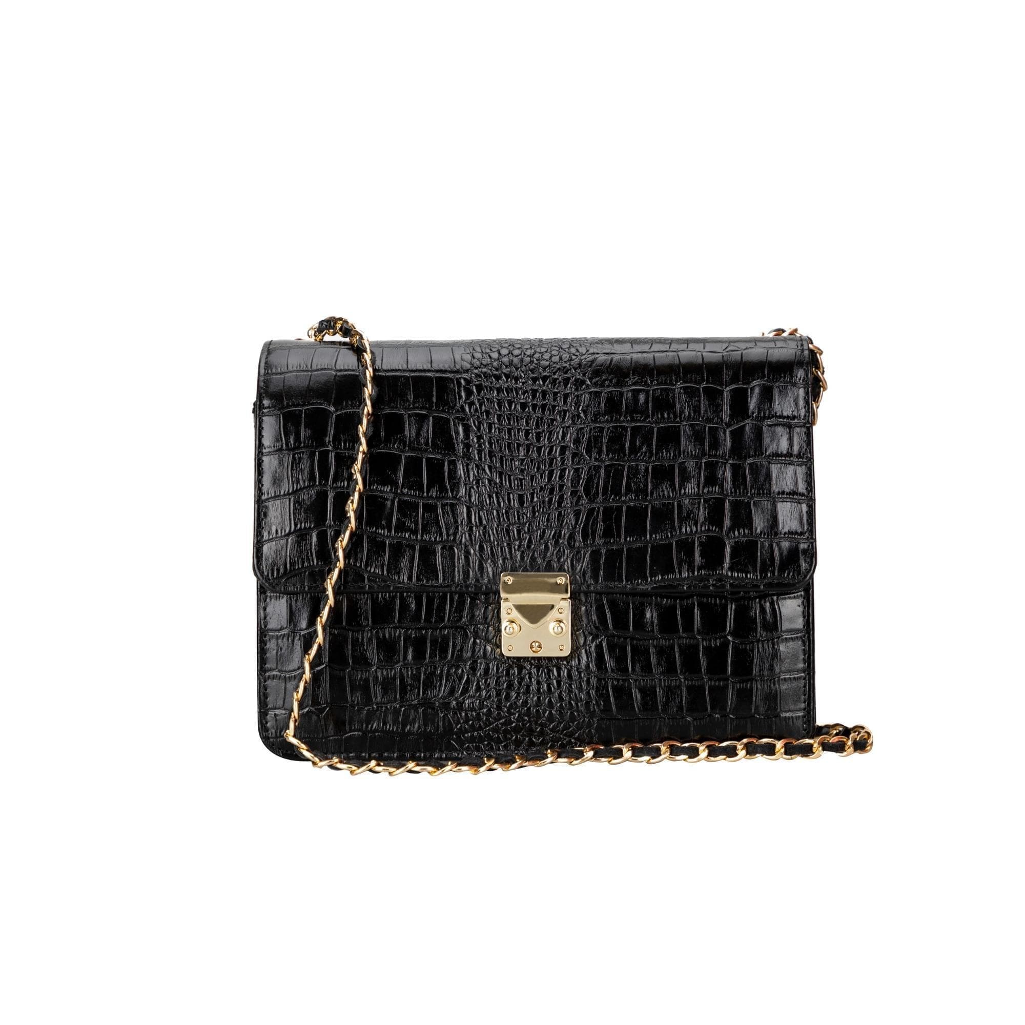 Oxi Geniune Leather Women’s Bag Black Croc Bouletta LTD