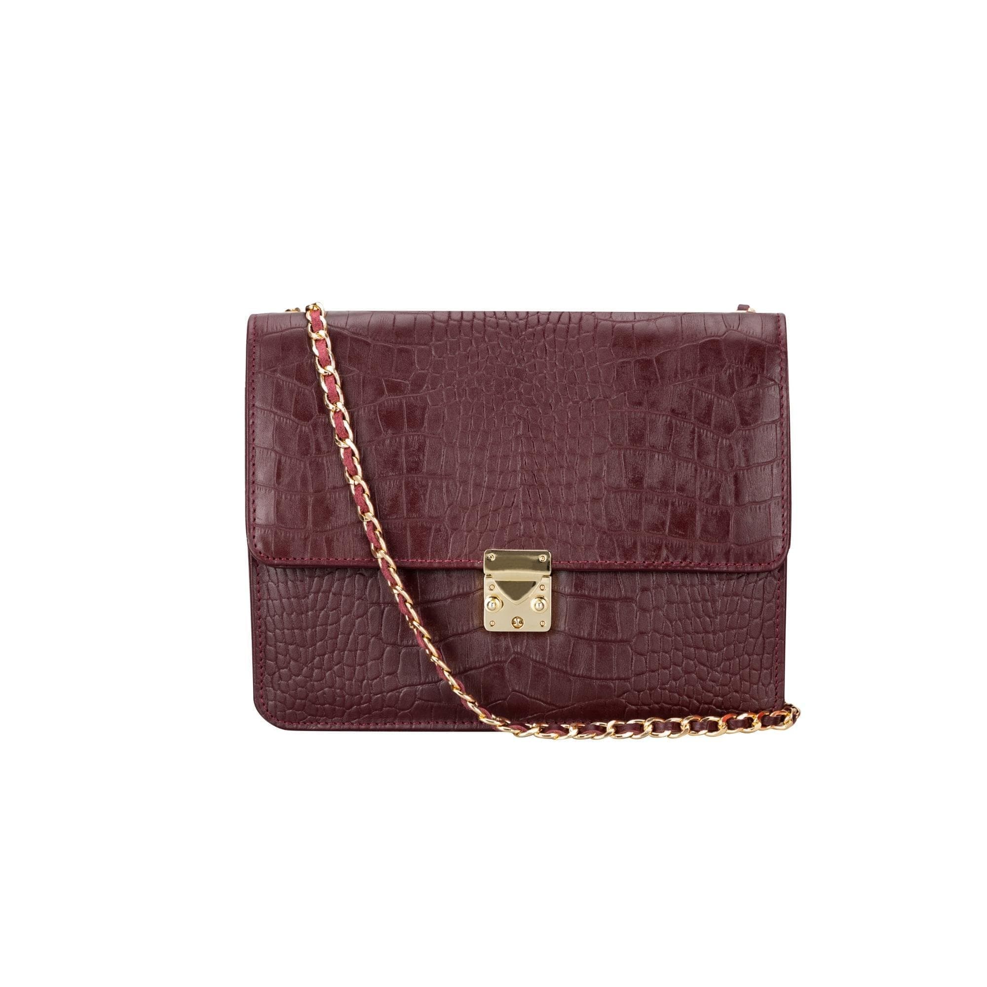 Oxi Geniune Leather Women’s Bag Burgundy Croc Bouletta LTD