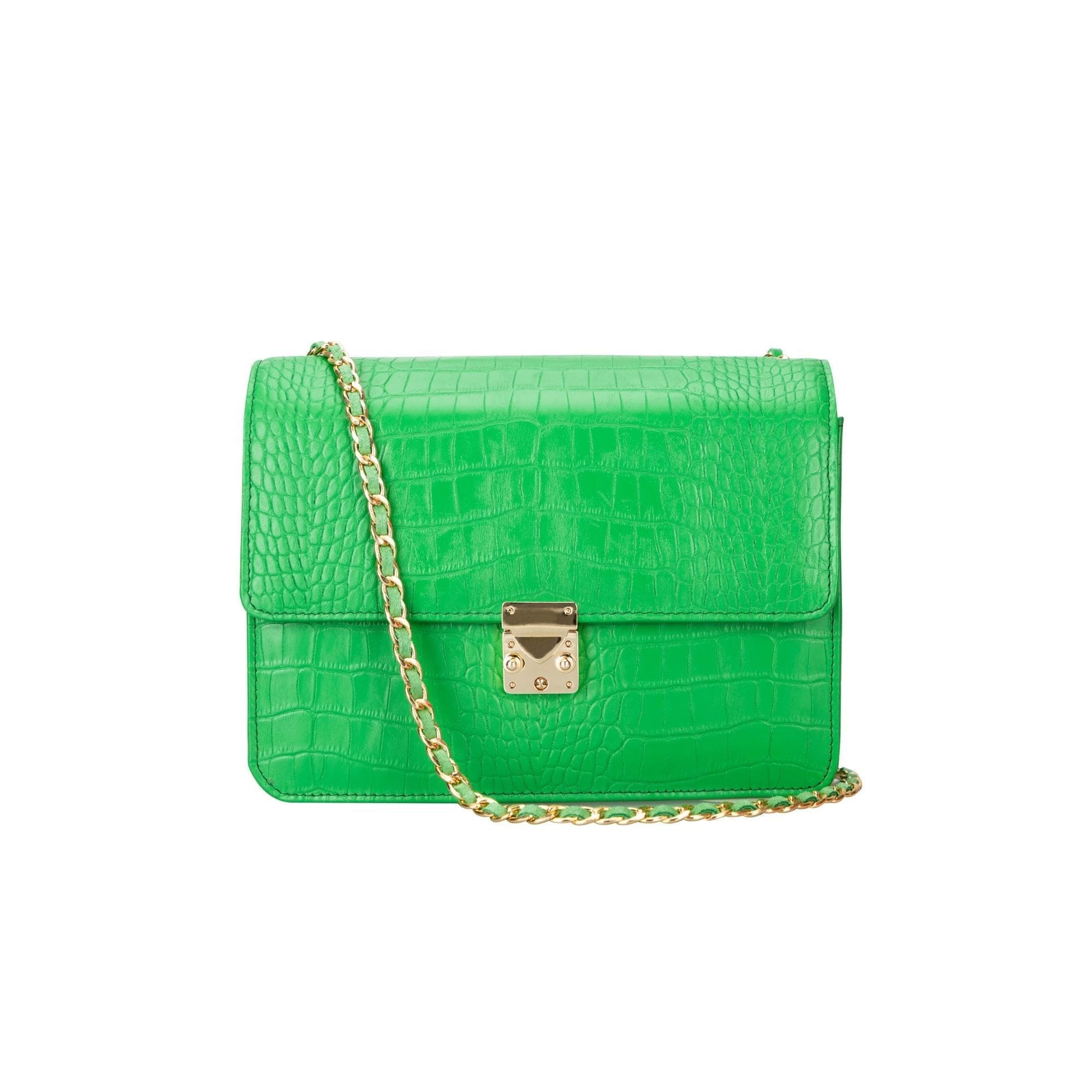 Oxi Geniune Leather Women’s Bag Lime Green Croc Bouletta LTD