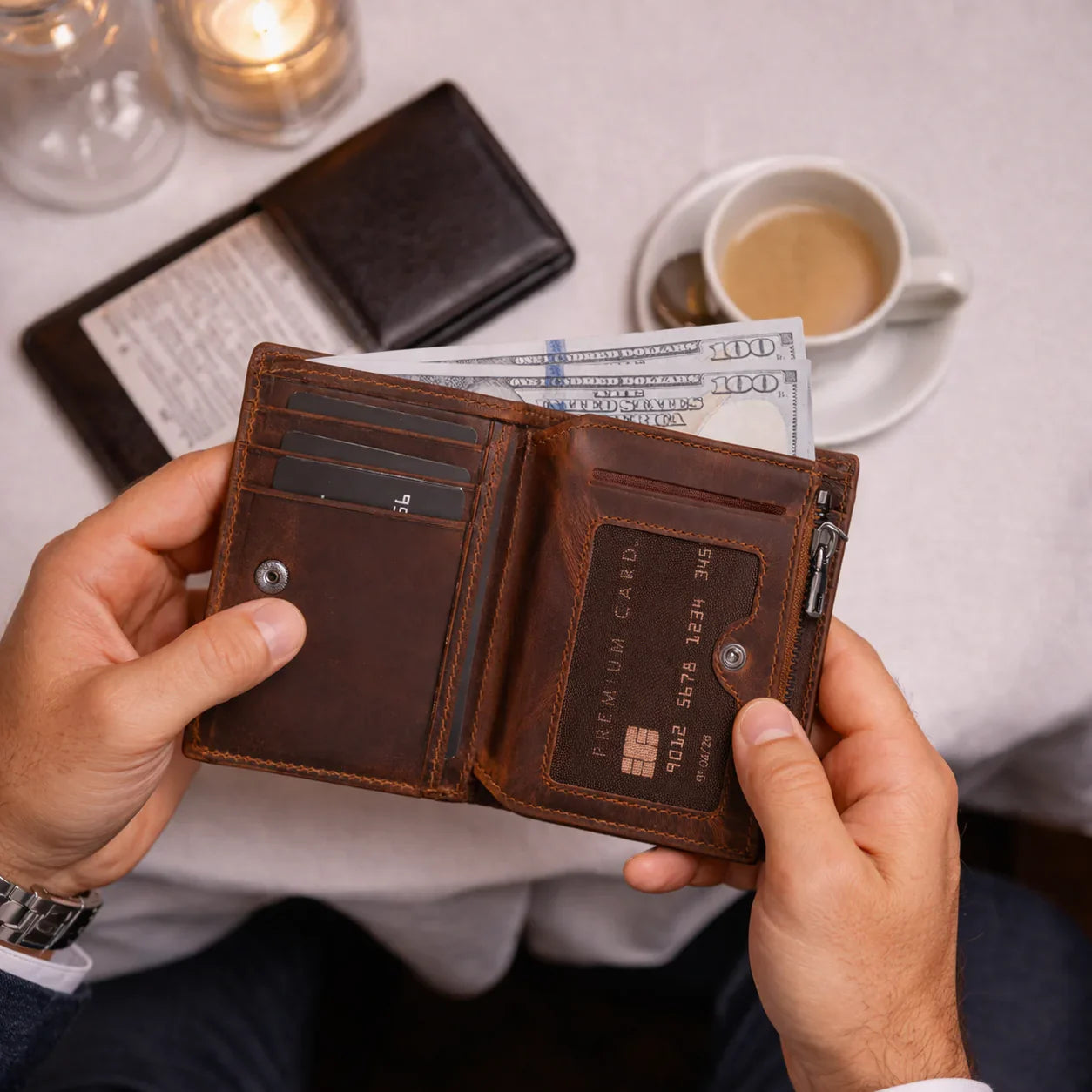 Rexon Leather Men's Wallet with Zipper Bouletta