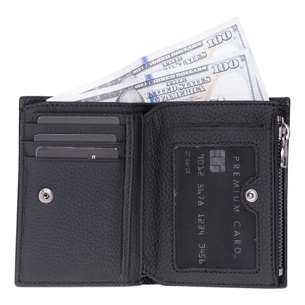 Rexon Leather Men's Wallet with Zipper Black Bouletta