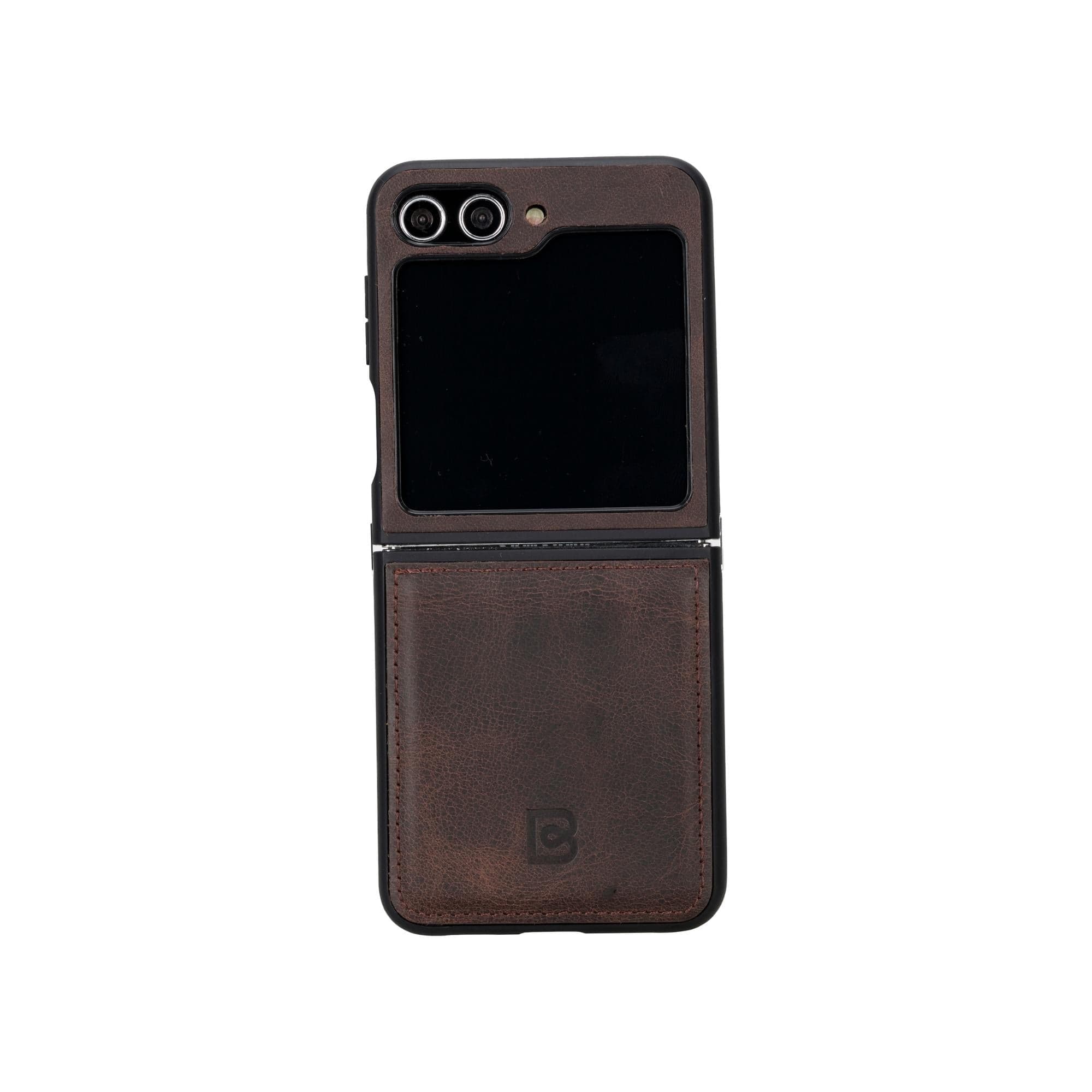 Samsung Galaxy Z Flip 5 Leather Back Cover Case - FXC - Pre Order Brown / Samsung Galaxy Z Flip 5 Bouletta LTD